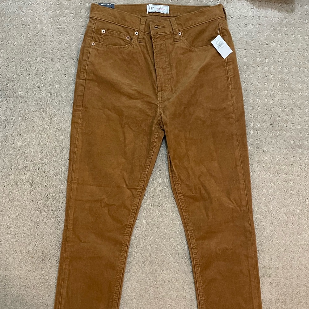 Gap jeans, size 8, camel, cord vintage slim leg jean